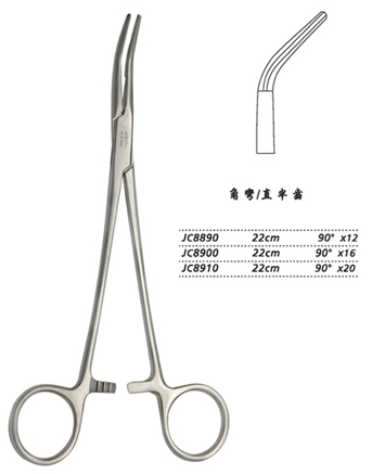 金鐘分離結扎鉗22cm JC8890 22cm 90°×12直半齒