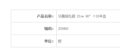 金鐘分離結(jié)扎鉗22cm JC8950 22cm 90°×20半齒
